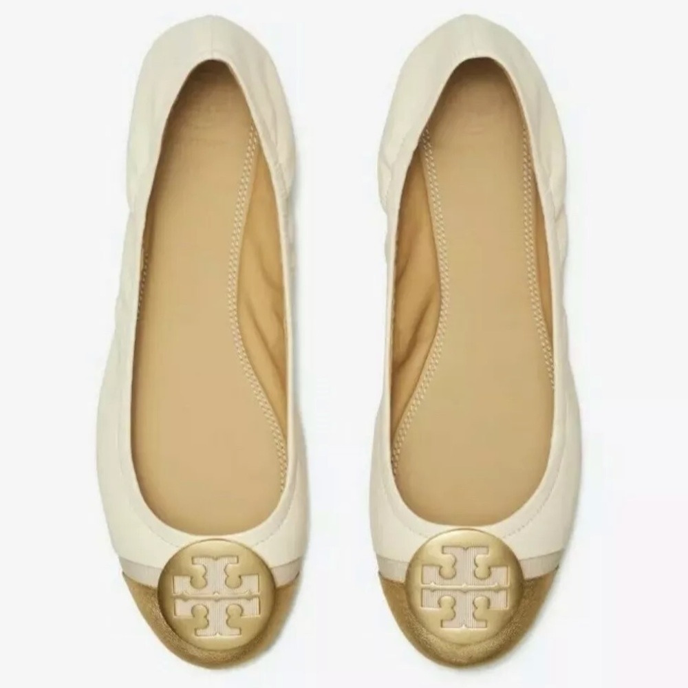 Tory Burch Minnie Metallic Cap Toe Ballet Flats